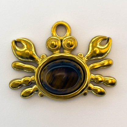 LYVANLI18K Gold Color Stainless Steel Charms Evil Eye Water Drop Sun Cross Natural Stone Tiger Eye Pendant for Jewelry Making
