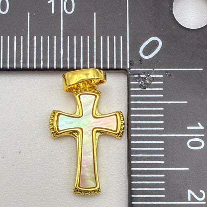 LYVANLI18K Gold Filled Cross Pendant Gold Religious Charms Fritillaria Christian Charm for DIY Bracelets Necklaces Jewelry Accessories Making