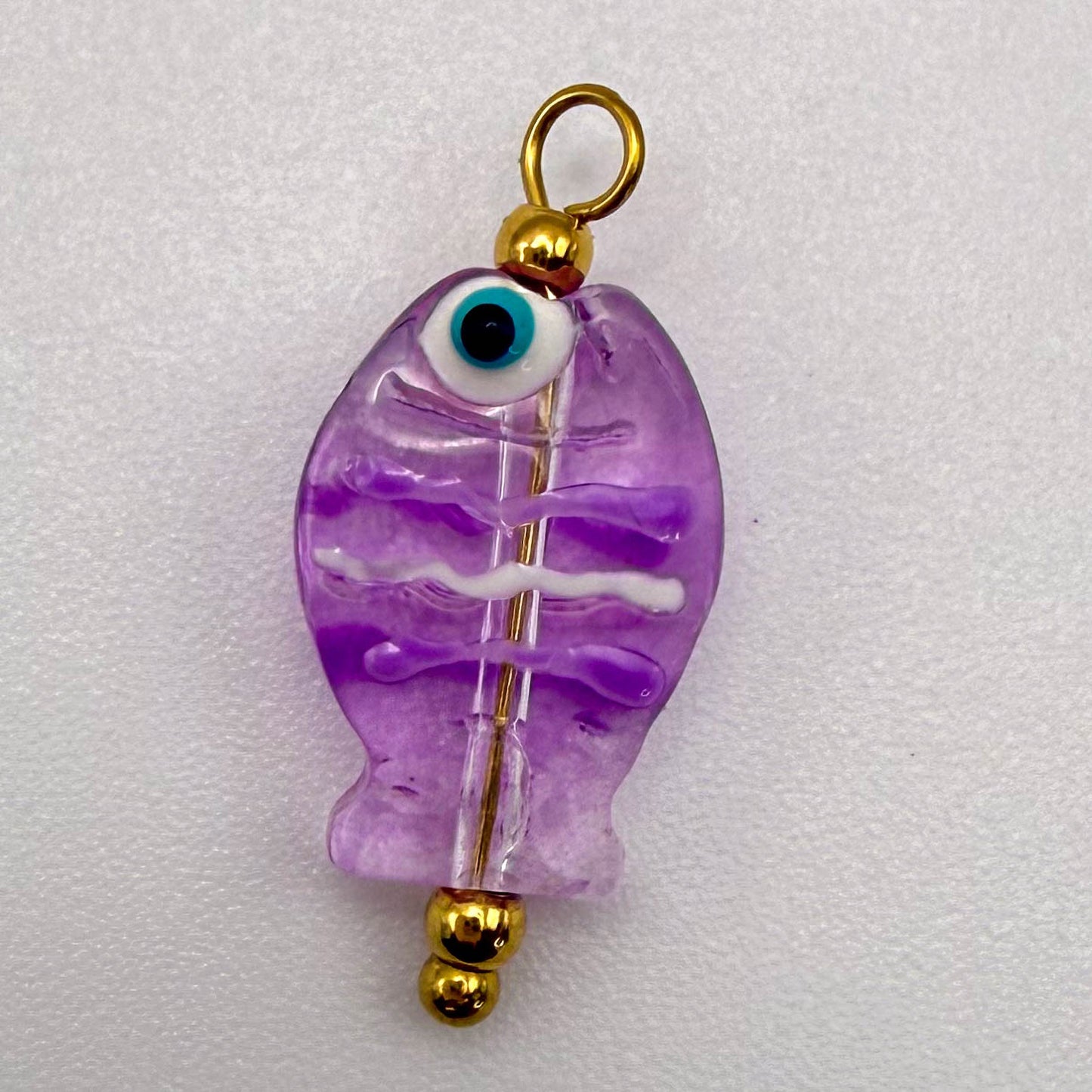 LYVANLIDopamine Heart Fish Pendant – Hand-Painted Glass Resin Charm, 18K Gold Plated Stainless Steel DIY Jewelry Making Accessory