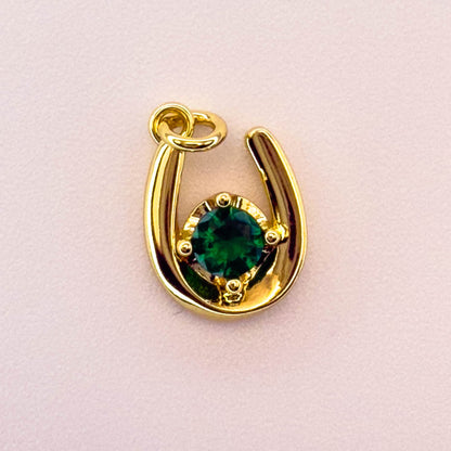 LYVANLI18K Gold Filled Horseshoe Pendant with Zircon U-Shaped Necklace & Bracelet Charm for DIY Jewelry Making Accessories
