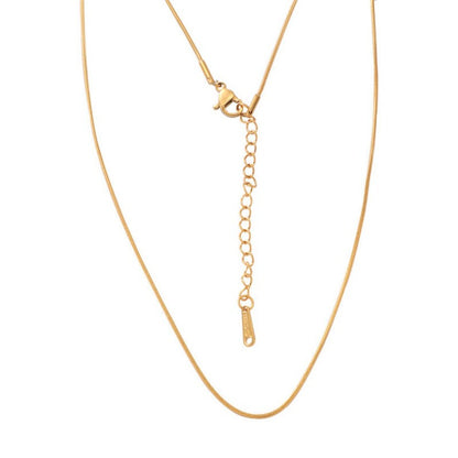 18K Gold-Colored Titanium steel Round Snake Chain Necklace  Non-Fading DIY Jewelry Supply with 5cm Extension Chain