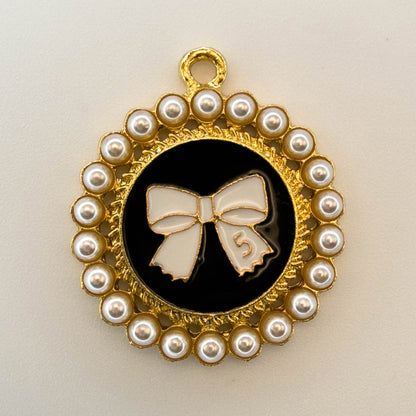 LYVANLIDIY Pearl Bow Charm Kit, Gold Letter Alloy Pendants for Keychain, Hair Accessories & Jewelry Making Supplies