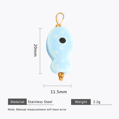 Hand-painted ceramic fish pendants with colorful polka dots are ideal for DIY necklaces, earrings, and jewelry accessories.