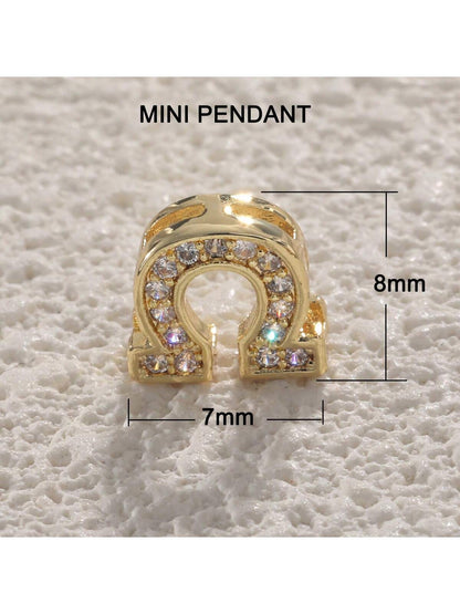 18K Gold Filled Horseshoe Pendant with Zircon U-Shaped Necklace & Bracelet Charm for DIY Jewelry Making Accessories