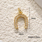 18K Gold Filled Horseshoe Pendant with Zircon U-Shaped Necklace & Bracelet Charm for DIY Jewelry Making Accessories