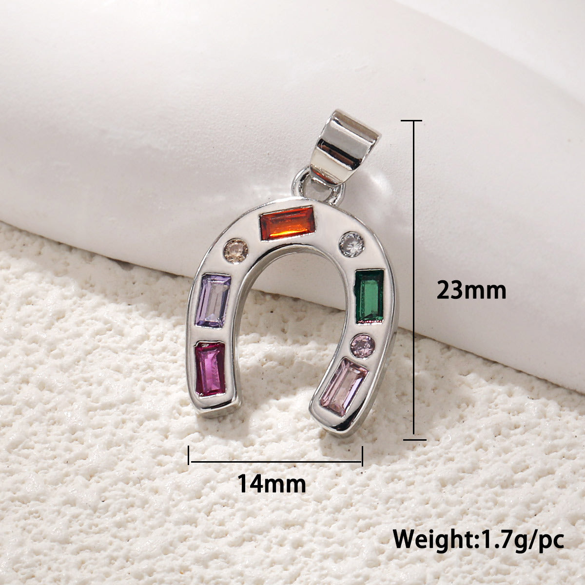 18K Gold Filled Horseshoe Pendant with Zircon U-Shaped Necklace & Bracelet Charm for DIY Jewelry Making Accessories