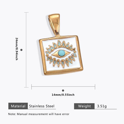 18K Gold Evil Eye Pendant with Palm Heart Enamel DIY Necklace & Bracelet Jewelry Charm