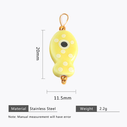 Hand-painted ceramic fish pendants with colorful polka dots are ideal for DIY necklaces, earrings, and jewelry accessories.