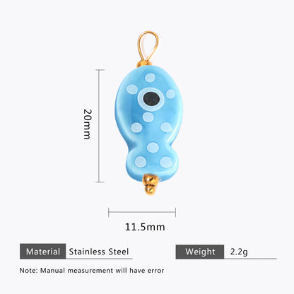 Hand-painted ceramic fish pendants with colorful polka dots are ideal for DIY necklaces, earrings, and jewelry accessories.