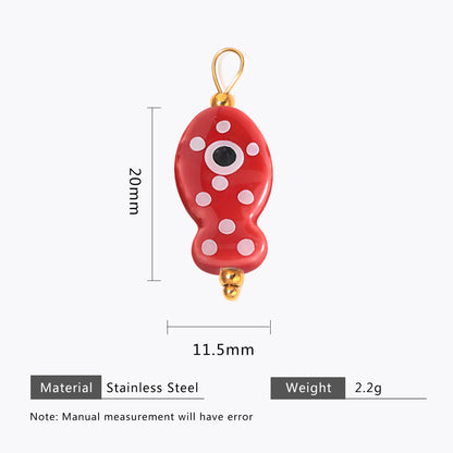Hand-painted ceramic fish pendants with colorful polka dots are ideal for DIY necklaces, earrings, and jewelry accessories.
