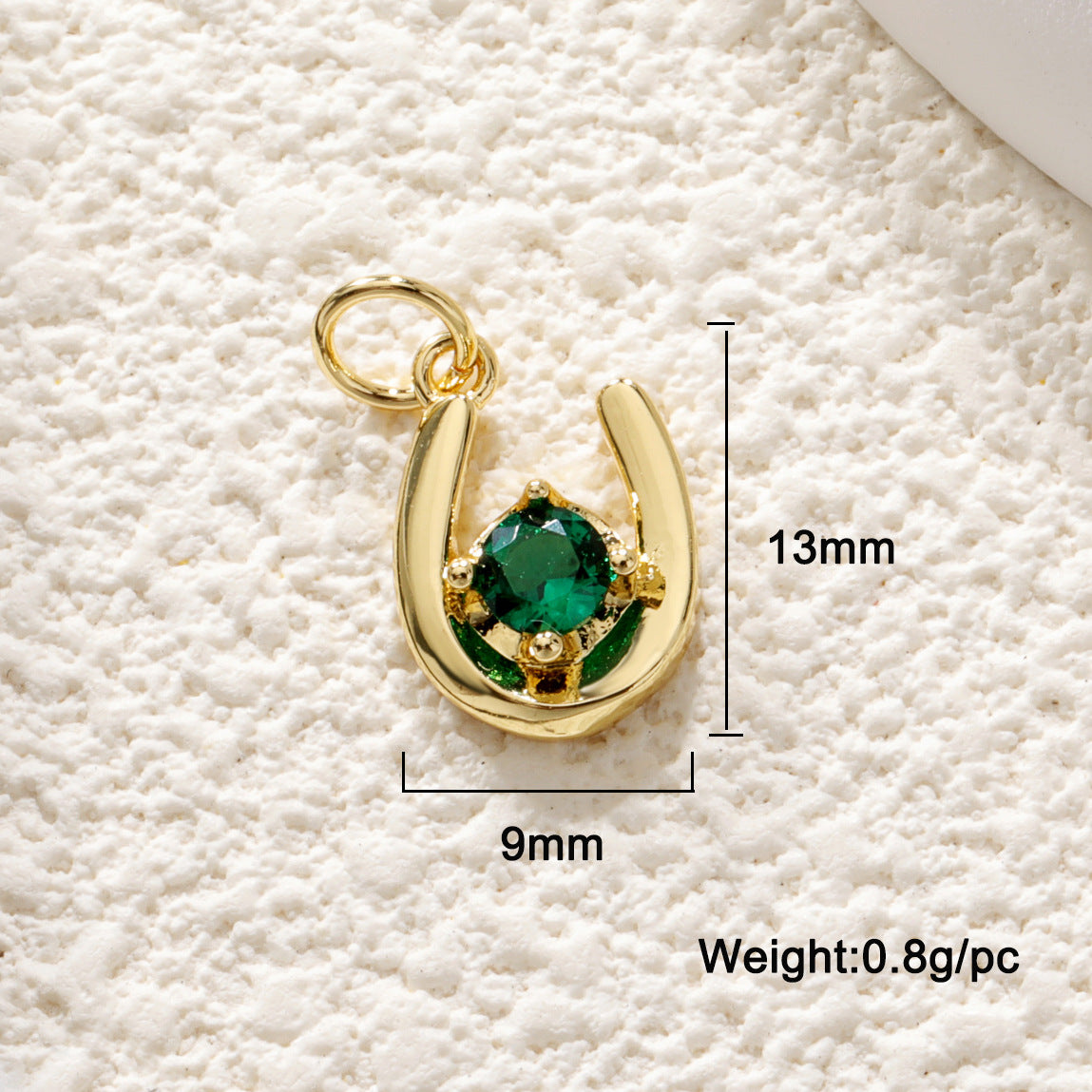 18K Gold Filled Horseshoe Pendant with Zircon U-Shaped Necklace & Bracelet Charm for DIY Jewelry Making Accessories