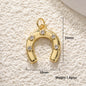 18K Gold Filled Horseshoe Pendant with Zircon U-Shaped Necklace & Bracelet Charm for DIY Jewelry Making Accessories