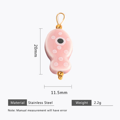 Hand-painted ceramic fish pendants with colorful polka dots are ideal for DIY necklaces, earrings, and jewelry accessories.