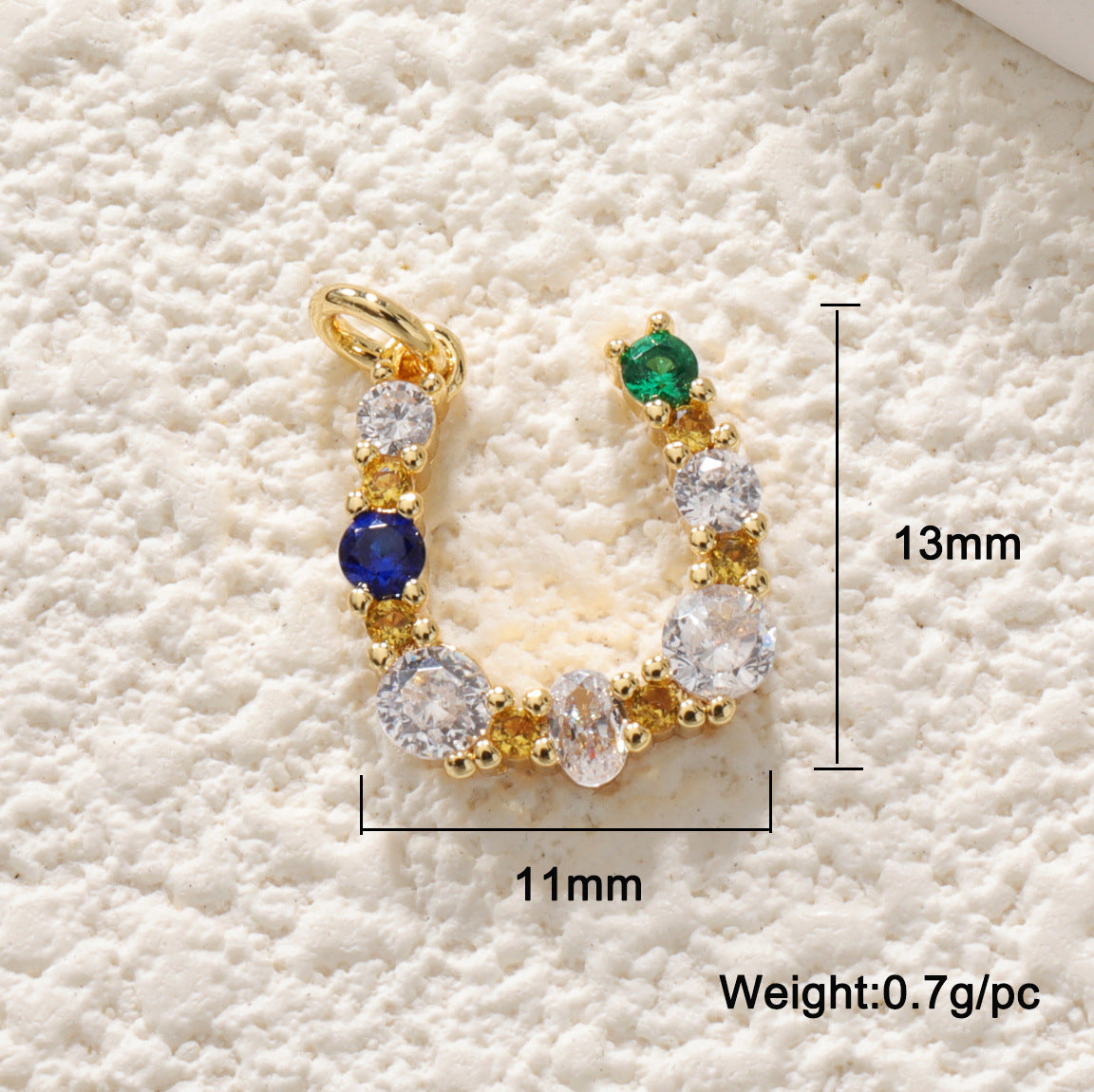 18K Gold Filled Horseshoe Pendant with Zircon U-Shaped Necklace & Bracelet Charm for DIY Jewelry Making Accessories