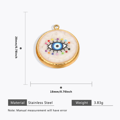 18K Gold Evil Eye Pendant with Palm Heart Enamel DIY Necklace & Bracelet Jewelry Charm
