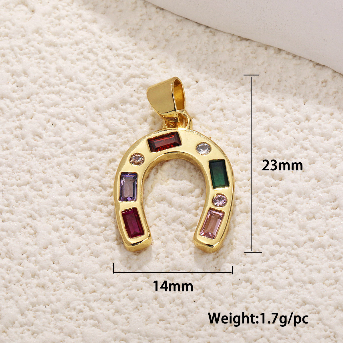 18K Gold Filled Horseshoe Pendant with Zircon U-Shaped Necklace & Bracelet Charm for DIY Jewelry Making Accessories