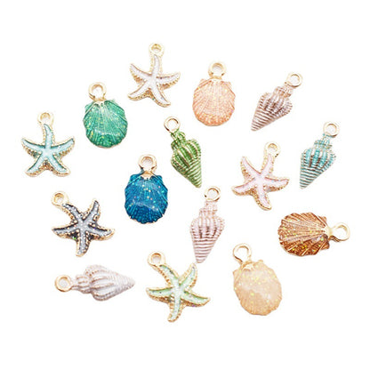 LYVANLIPearl Enamel Seashell Starfish Charms Set, Alloy Ocean Pendant DIY Jewelry Making for Bracelets Earrings Necklaces