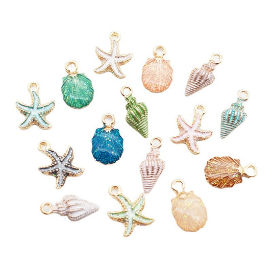 LYVANLIPearl Enamel Seashell Starfish Charms Set, Alloy Ocean Pendant DIY Jewelry Making for Bracelets Earrings Necklaces
