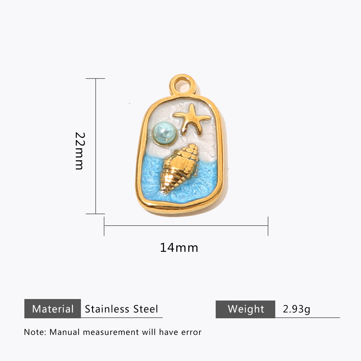 18K Gold Color Stainless Steel and Enamel Oil Drop Cute Marine Element Pendants, DIY Ladies' Necklace Bracelet Wholesale Jewel