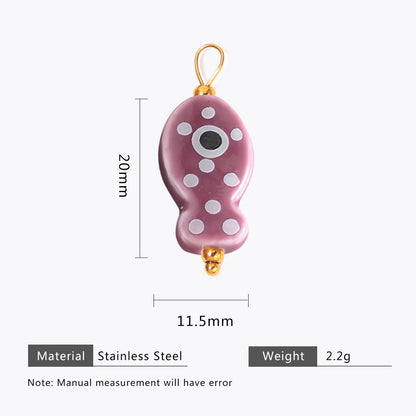 Hand-painted ceramic fish pendants with colorful polka dots are ideal for DIY necklaces, earrings, and jewelry accessories.