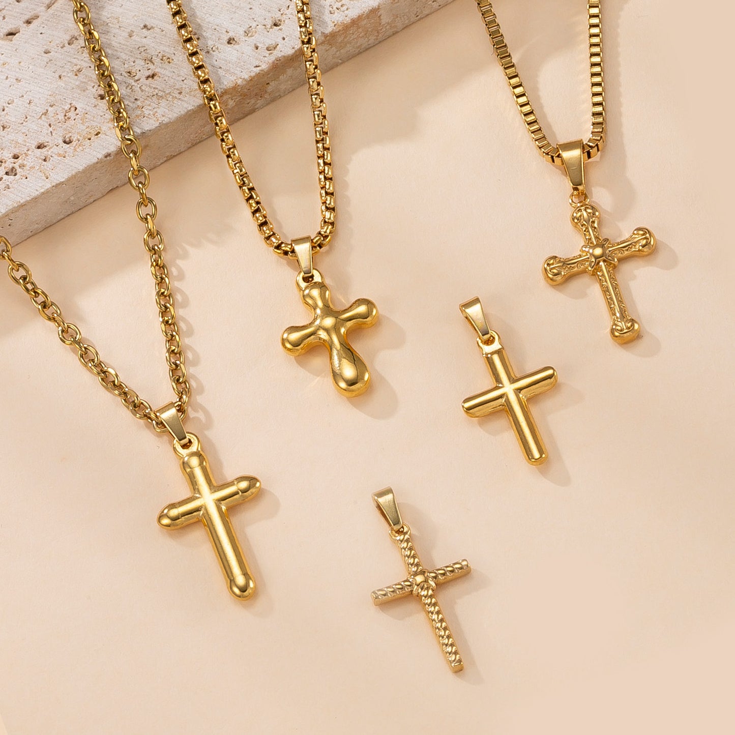 LYVANLIStainless Steel Cross Pendant Necklace Charm – Fashion Titanium Steel Non-Fading DIY Jewelry Accessory
