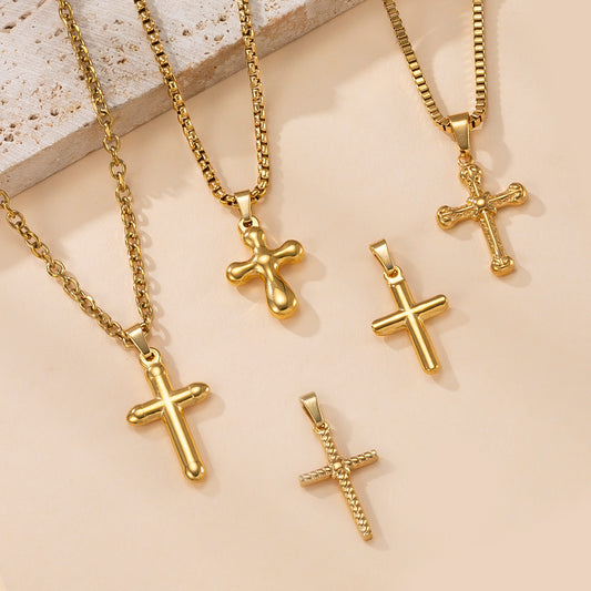 LYVANLIStainless Steel Cross Pendant Necklace Charm – Fashion Titanium Steel Non-Fading DIY Jewelry Accessory