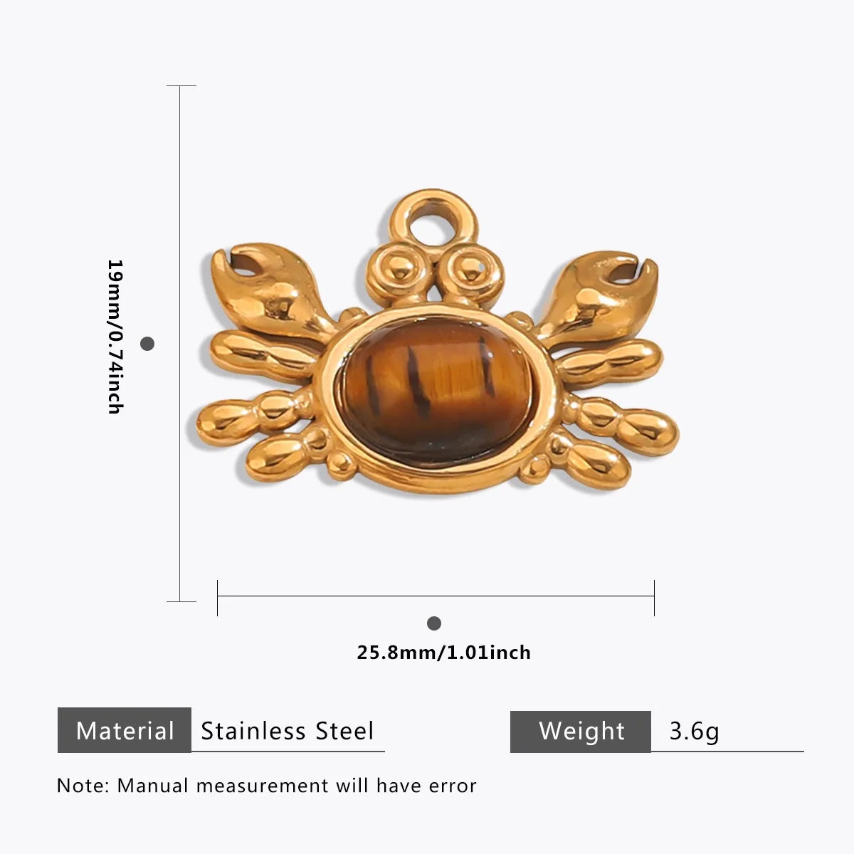 18K Gold Color Stainless Steel Charms Evil Eye Water Drop Sun Cross Natural Stone Tiger Eye Pendant for Jewelry Making
