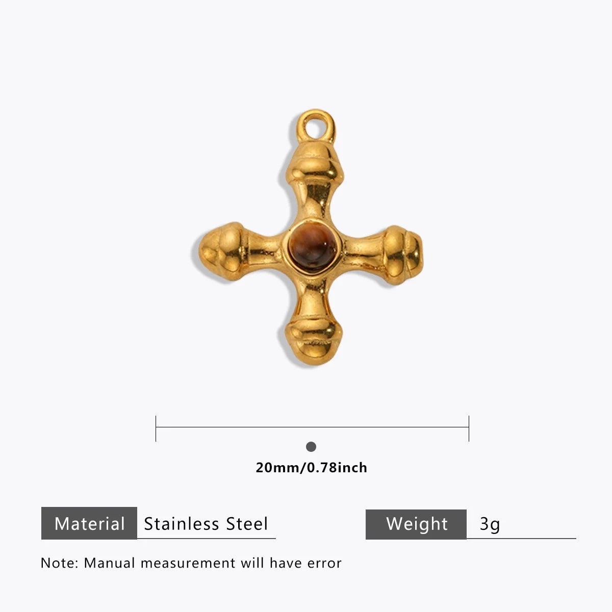 18K Gold Color Stainless Steel Charms Evil Eye Water Drop Sun Cross Natural Stone Tiger Eye Pendant for Jewelry Making