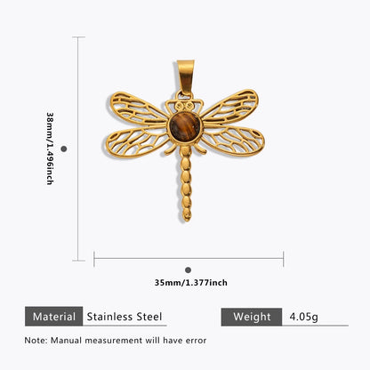 18K Gold Color Stainless Steel Charms Evil Eye Water Drop Sun Cross Natural Stone Tiger Eye Pendant for Jewelry Making