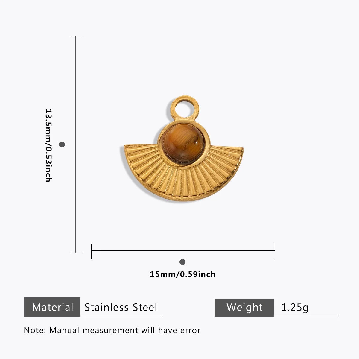 18K Gold Color Stainless Steel Charms Evil Eye Water Drop Sun Cross Natural Stone Tiger Eye Pendant for Jewelry Making