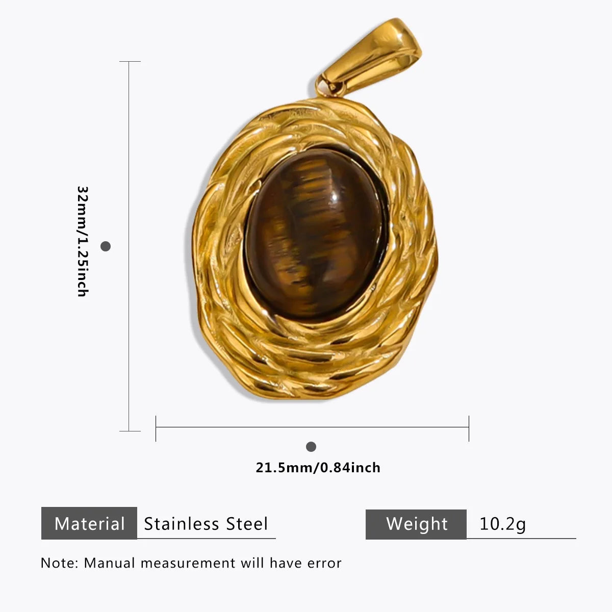 18K Gold Color Stainless Steel Charms Evil Eye Water Drop Sun Cross Natural Stone Tiger Eye Pendant for Jewelry Making