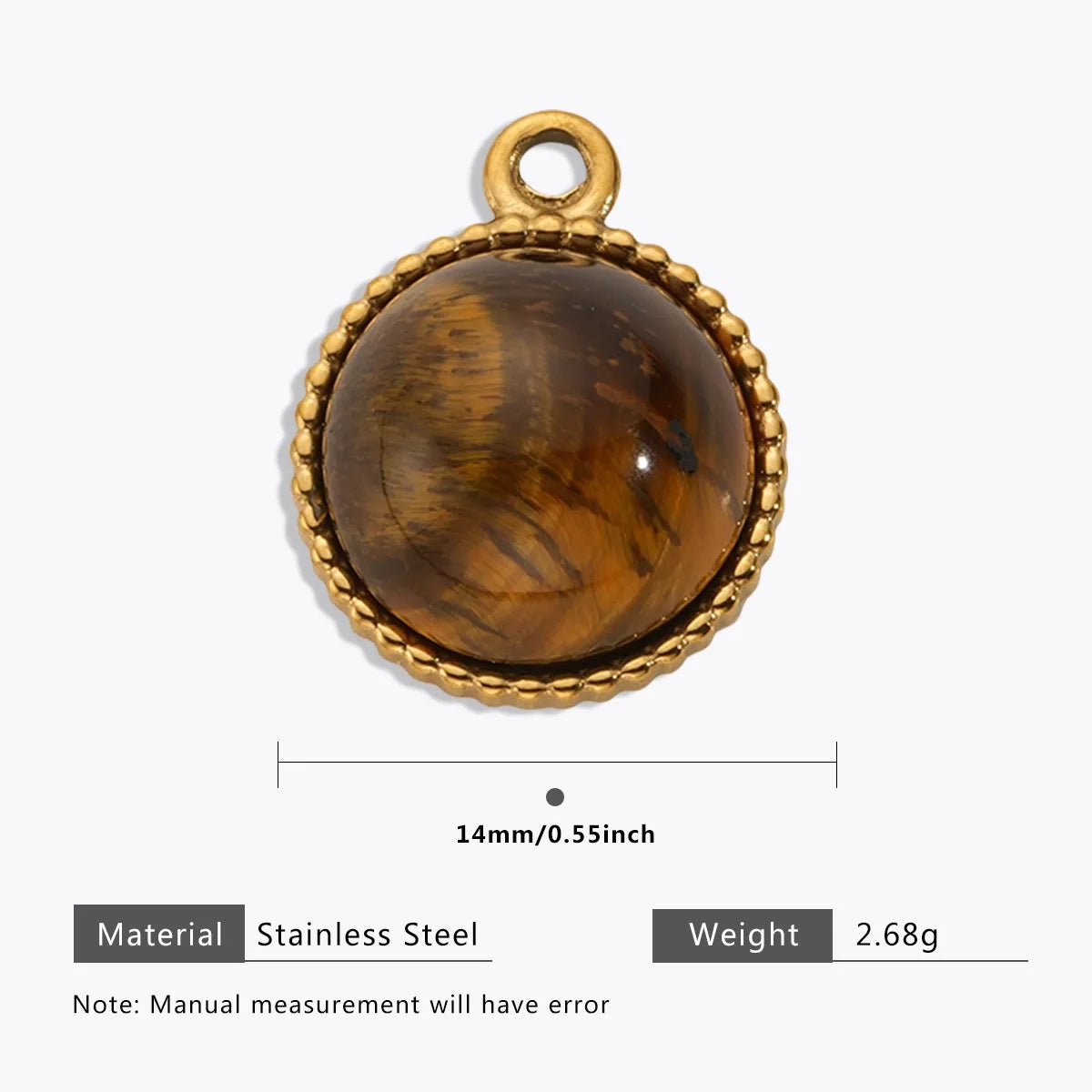 18K Gold Color Stainless Steel Charms Evil Eye Water Drop Sun Cross Natural Stone Tiger Eye Pendant for Jewelry Making
