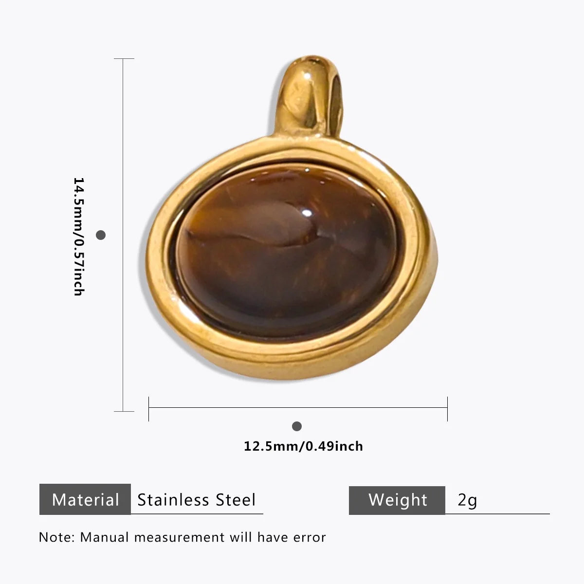 18K Gold Color Stainless Steel Charms Evil Eye Water Drop Sun Cross Natural Stone Tiger Eye Pendant for Jewelry Making