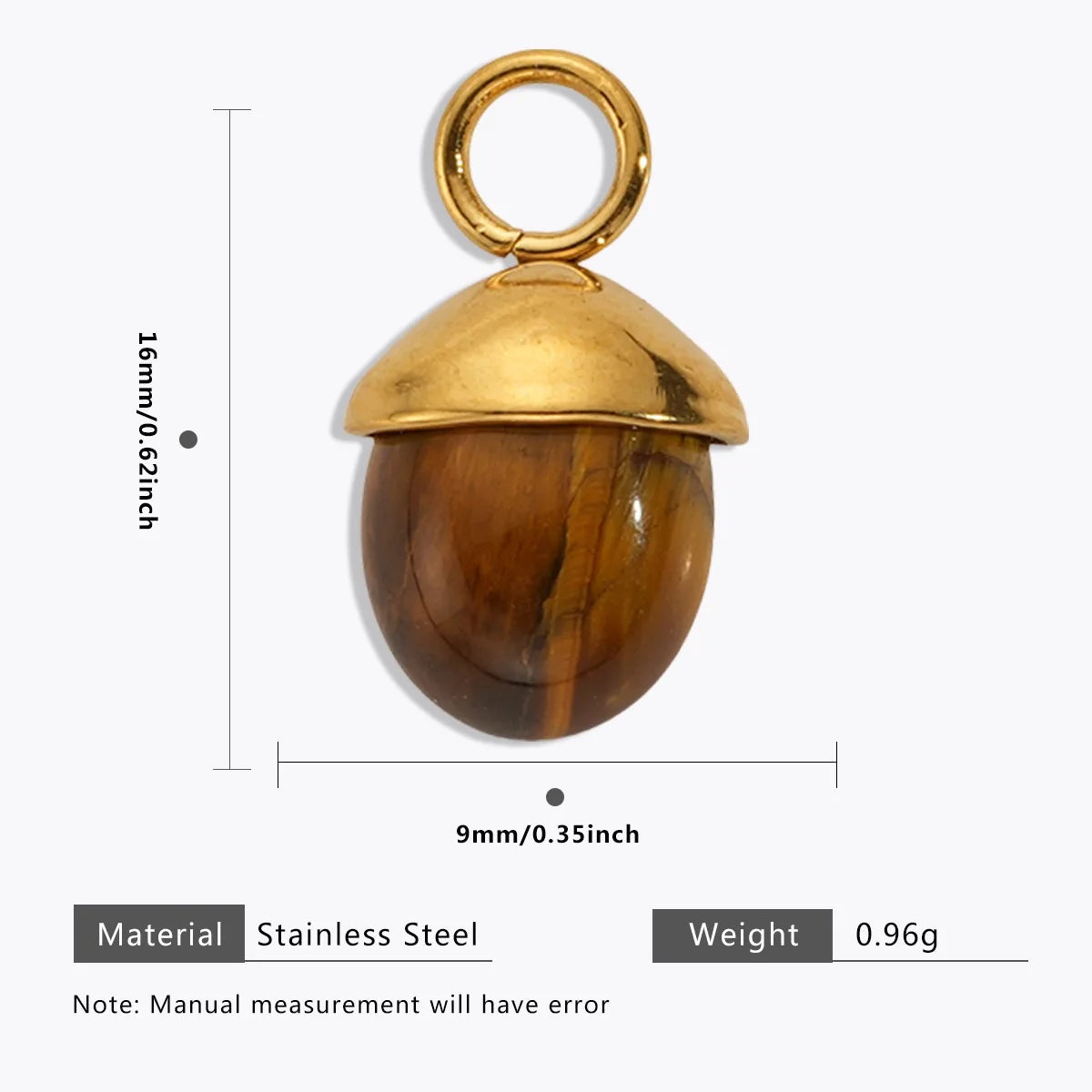18K Gold Color Stainless Steel Charms Evil Eye Water Drop Sun Cross Natural Stone Tiger Eye Pendant for Jewelry Making