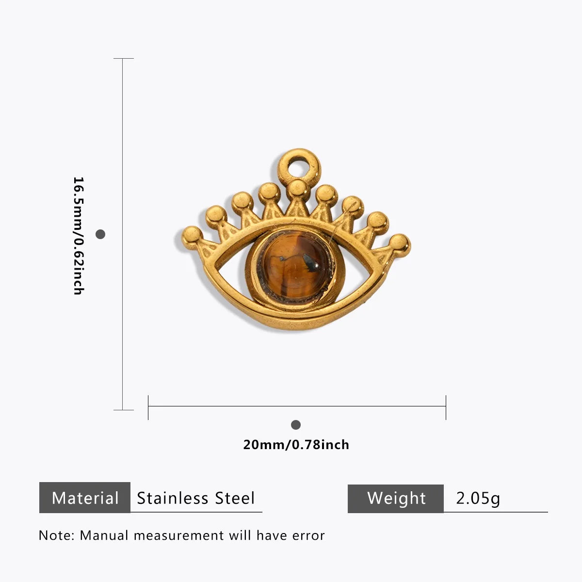 18K Gold Color Stainless Steel Charms Evil Eye Water Drop Sun Cross Natural Stone Tiger Eye Pendant for Jewelry Making