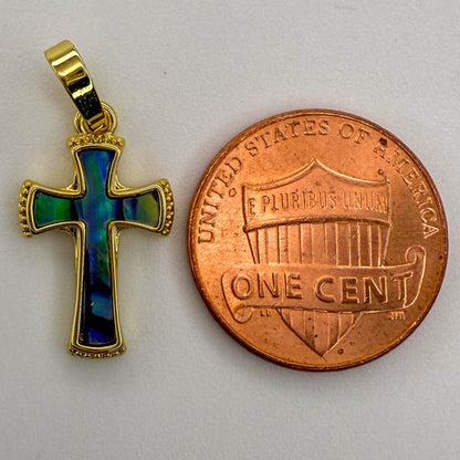 LYVANLIFreshwater Shell Pendants, with Brass Findings, Cross, Golden 11x18mm