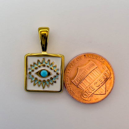 LYVANLI18K Gold Evil Eye Pendant with Palm Heart Enamel DIY Necklace & Bracelet Jewelry Charm