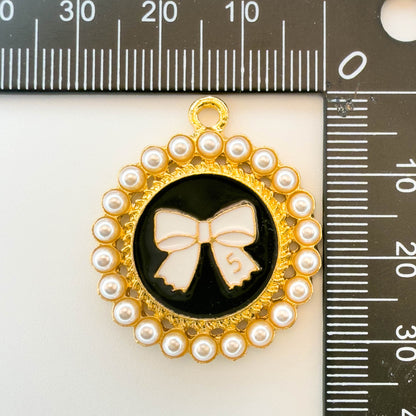 LYVANLIDIY Pearl Bow Charm Kit, Gold Letter Alloy Pendants for Keychain, Hair Accessories & Jewelry Making Supplies