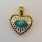 LYVANLI18K Gold Evil Eye Pendant with Palm Heart Enamel DIY Necklace & Bracelet Jewelry Charm
