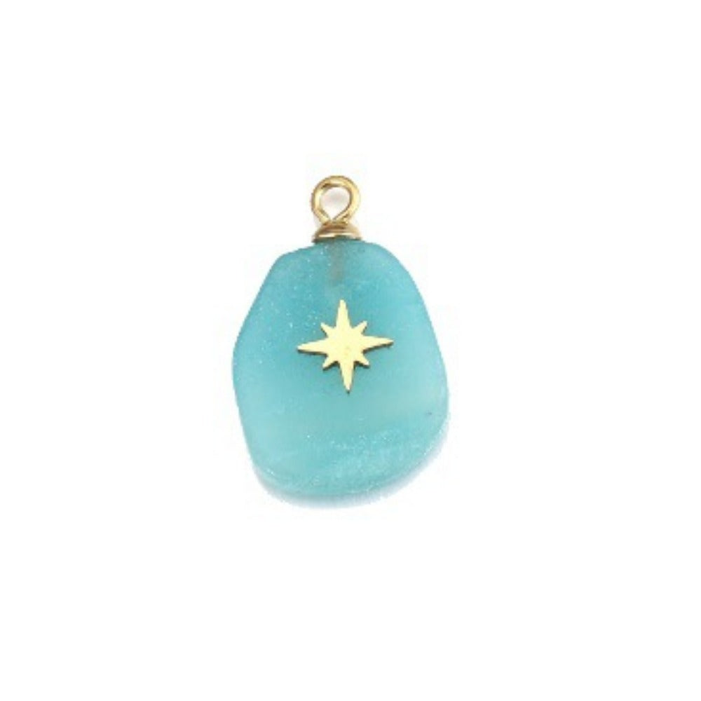 Artisan Turquoise-Studded Stainless Steel Pendant — DIY Necklace & Bracelet Component, Square/Round Mini Jewelry Tag