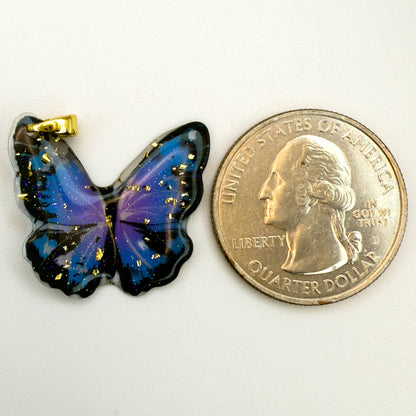 LYVANLIDIY Epoxy Colored Butterfly Pendant Charm | Japanese Resin Jewelry Findings for Earrings & Necklaces