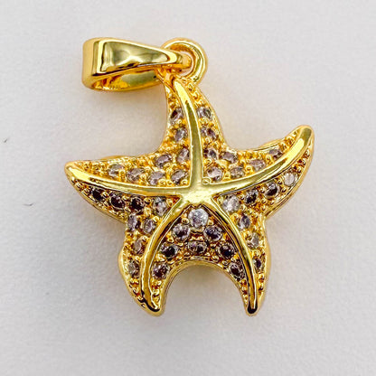 LYVANLI14K Gold Vermeil Starfish Charm & Scallop Pendant, Gold Filled Ocean & Beach Charms for DIY Necklace Jewelry Making