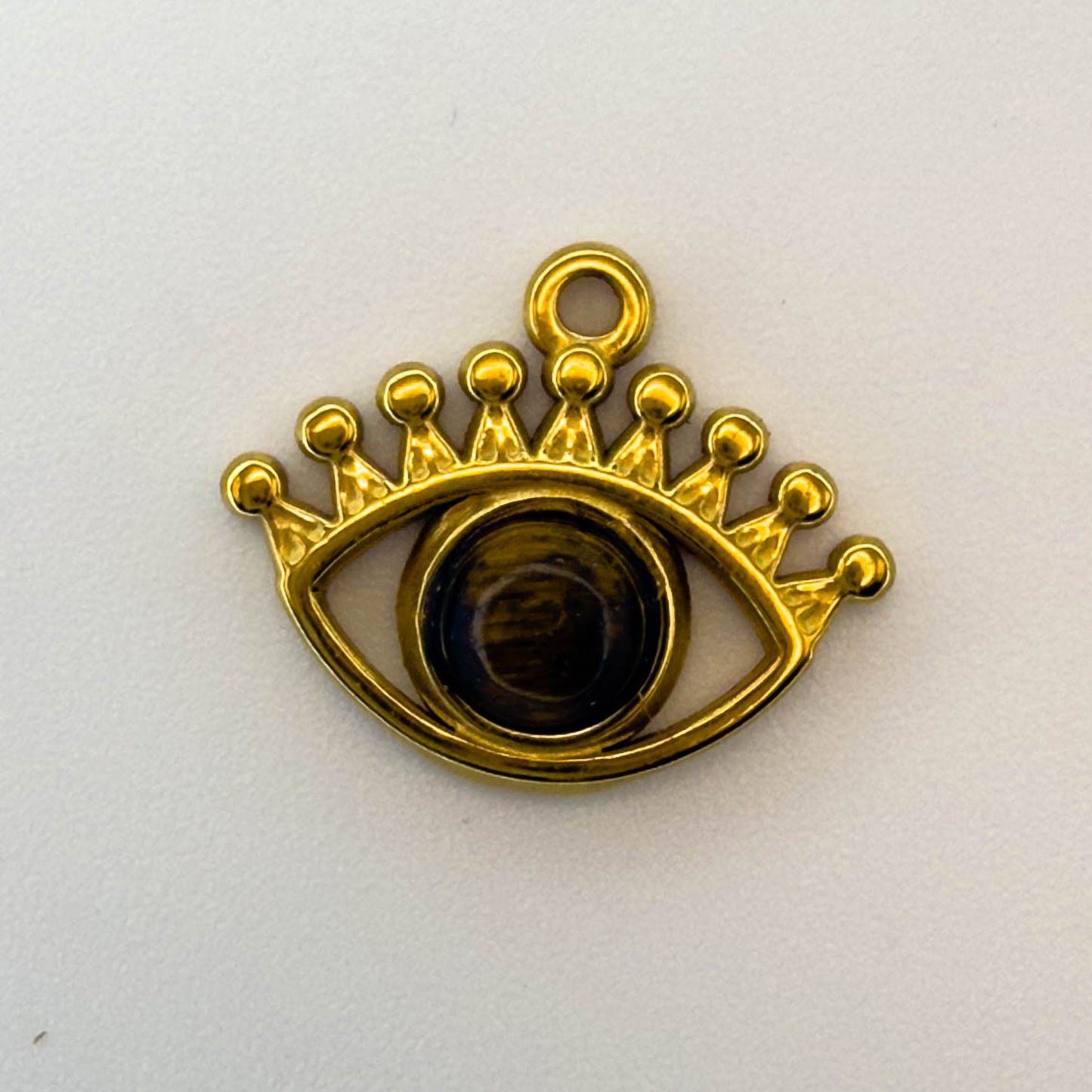 LYVANLI18K Gold Color Stainless Steel Charms Evil Eye Water Drop Sun Cross Natural Stone Tiger Eye Pendant for Jewelry Making