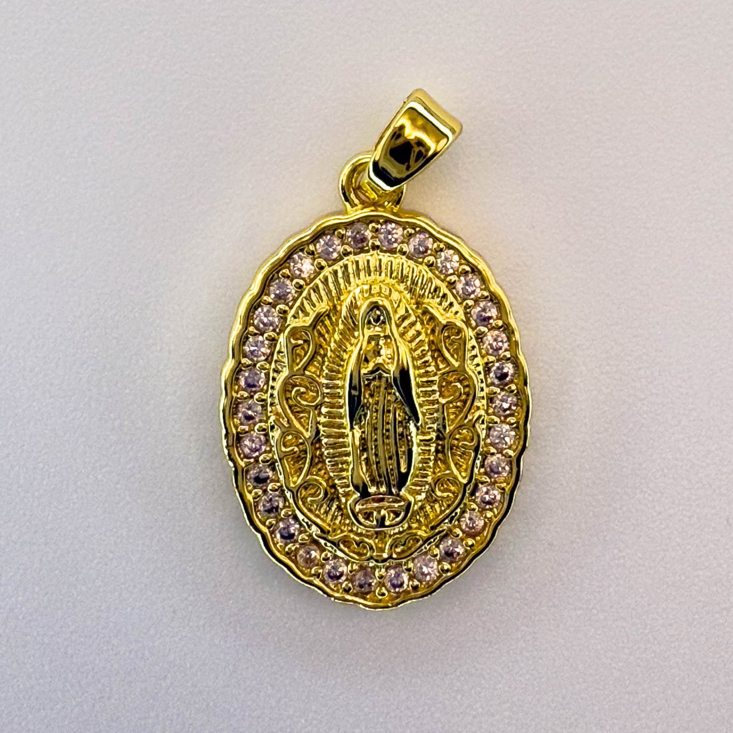 LYVANLIOval Virgin Mary Pendant with Colorful Zircon – Copper Religious Necklace Charm, Fashion Jewelry & Wholesale Supplies