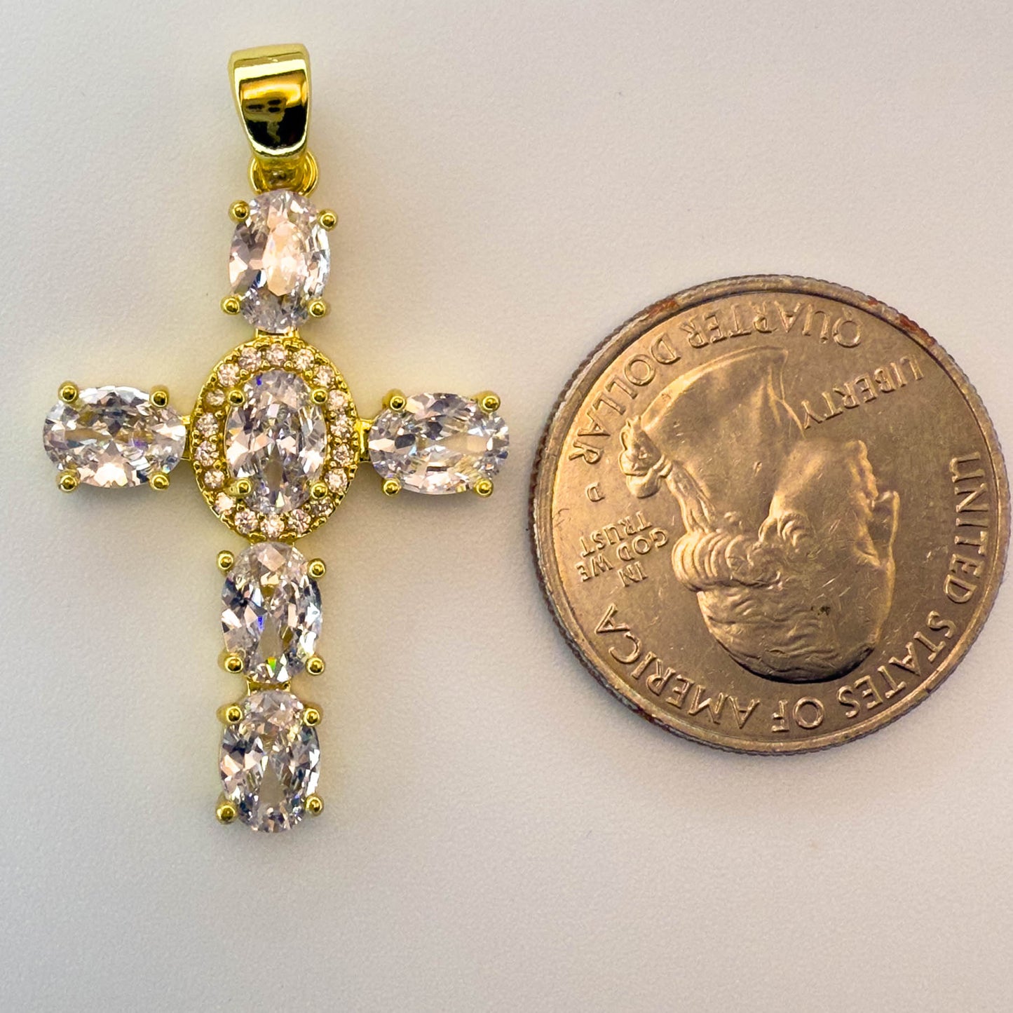 LYVANLI18K Gold Plated Cross Pendant with Cubic Zirconia – Creative Single Necklace Charm, Wholesale Jewelry Making Supplies