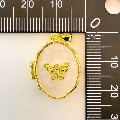 LYVANLI14K Gold Plated Locket Pendant Charms – Star, Moon, Heart, Sun Designs with Cubic Zirconia – DIY Necklace & Jewelry Making Supplies