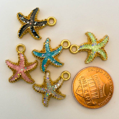 LYVANLIPearl Enamel Seashell Starfish Charms Set, Alloy Ocean Pendant DIY Jewelry Making for Bracelets Earrings Necklaces