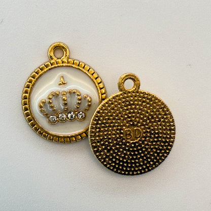 LYVANLIEnamel Crown Charms with Rhinestones, Alloy DIY Pendant for Bracelets, Necklaces, Earrings, Hair Accessories Making