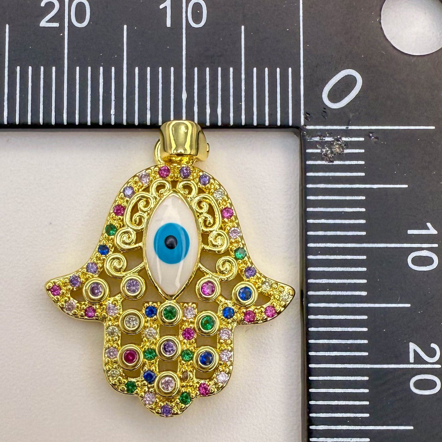 LYVANLICopper Zircon Enamel Sun Devil Eye Religious Pendant Hamsa Hand Heart CZ Round Charms Necklace Making Jewelry