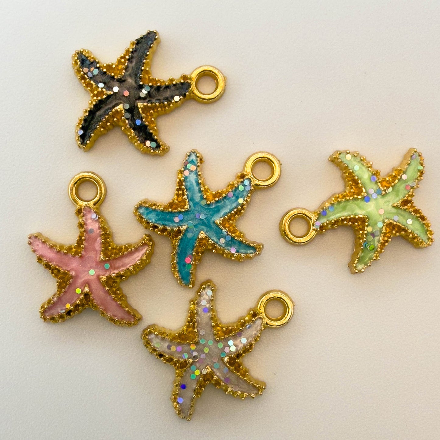 LYVANLIPearl Enamel Seashell Starfish Charms Set, Alloy Ocean Pendant DIY Jewelry Making for Bracelets Earrings Necklaces